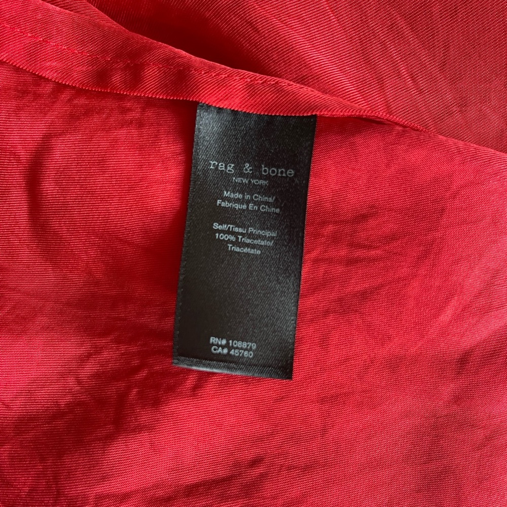 Rag & Bone Red Zoe V-Neck Flowy Dress with Black Straps - Picture 8 of 9